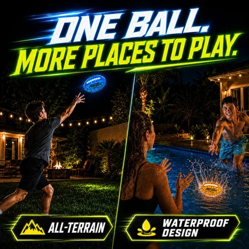 Vista 4 de Wave Runner Balón de fútbol LED impermeable que brilla en la oscuridad para niños, adolescentes y adultos - Fútbol iluminado incluye bomba