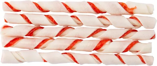 Vista 4 de Dingo Twist Sticks - Golosinas para perros de cuero crudo con pollo real, 50 unidades Long-Lasting Rawhide With Real Chicken, Provides Protein
