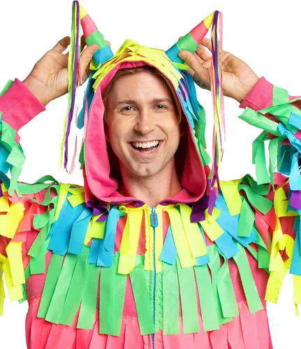 Vista 3 de Tipsy Elves Mono de piñata para hombre, disfraz de Halloween para adultos Piñata multicolor