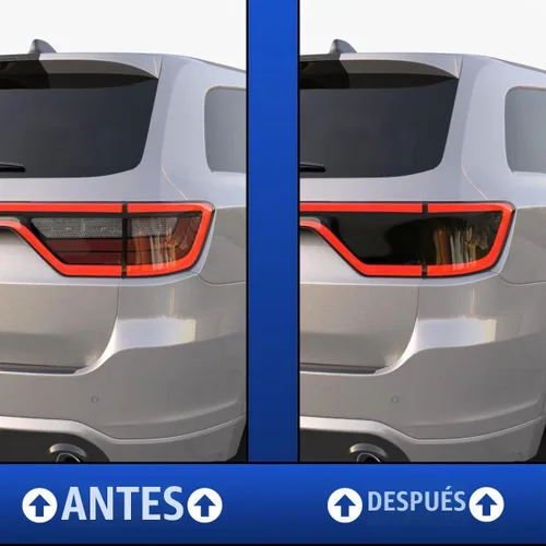 Vista 2 de Se adapta al kit de tinte de luz trasera Dodge Durango 2014-2024. Accesorios de superposición de luz trasera de vinilo ahumado negro oscuro.