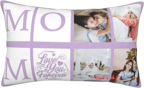 Vista 11 de Fundas de almohada de algodón personalizadas con collages de fotos de 12 x 20 pulgadas, fundas protectoras de almohada personalizadas con cremallera