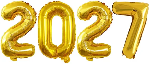 Vista 55 de GOER Globos de papel de aluminio 2026 para fiesta de Año Nuevo, suministros de fiesta, decoraciones de graduación (negro, 16 pulgadas)