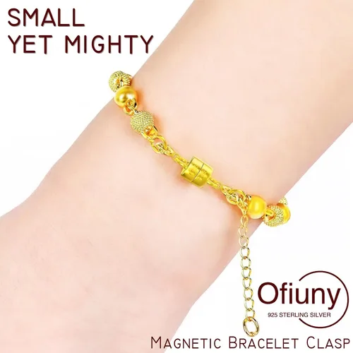 Vista 4 de Cierre magnético para collar S925 con doble anillo de resorte, convertidor de plata de ley, extensor de collar para pulsera y joyería