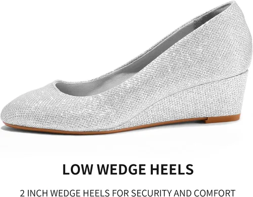 Vista 3 de mysoft Women's Wedge Pumps Closed Toe Low Heel Dress Shoes