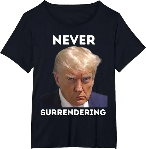 Vista 21 de Triumph Never Surrendering - Camiseta Trump Mug Shot, Negro