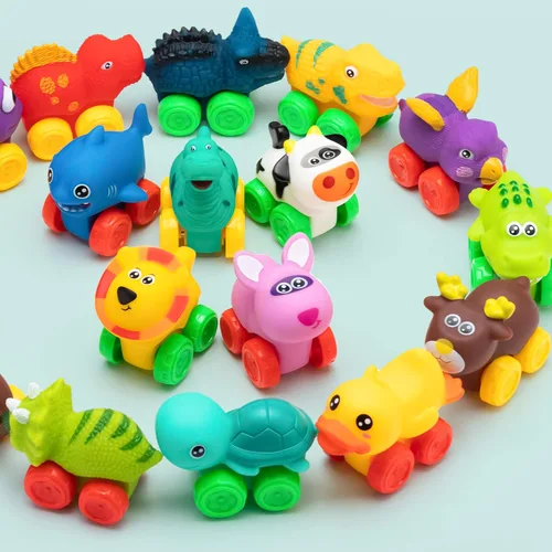 Vista 7 de JOYIN Coches de Animales, Juguete de Set de Coches de Goma Suave, Mini Vehículos para Bebés, Coche de Juguete de Baño para Niños y Niñas, Regalo