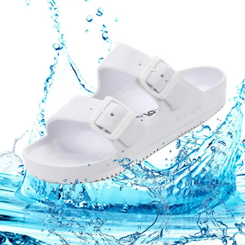 Vista 5 de VICT POPU Sandalias para mujer ajustables con doble hebilla y correa impermeable EVA