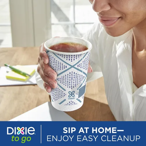 Vista 9 de Dixie To Go - Tazas de café de papel con tapas, 12 onzas, 66 unidades, vasos de papel aislantes desechables para bebidas calientes o frías