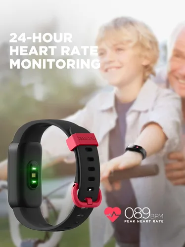 Vista 4 de BIGGERFIVE Vigor - Reloj de fitness para niños de 5 a 15 años, impermeable IP68, podómetro, seguimiento de actividad con monitor de frecuencia