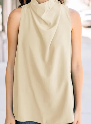 Vista 4 de Dokotoo Blusa de gasa holgada para mujer, estilo casual, elegante, con cuello vuelto