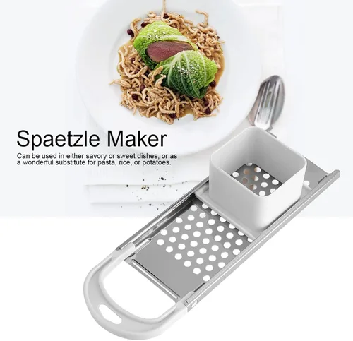 Vista 4 de Spaetzle Maker de acero inoxidable con agarre - Hecho en casa Spaetzle Fideos Dumpling Maker Pasta Herramienta de cocina