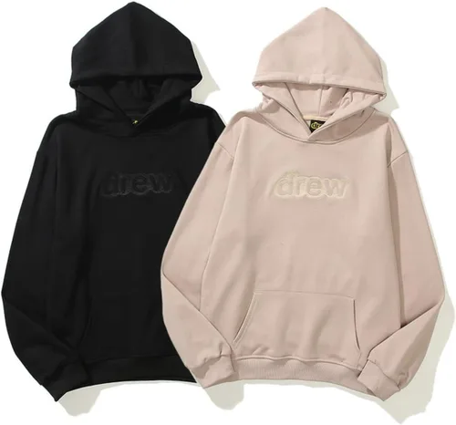 Vista 2 de Uiwuqh Drew Hoodie Embroidered Letters Crew Neck Pullover Long Sleeve Sweatshirt Hip Pop Casual Trend Hoodies