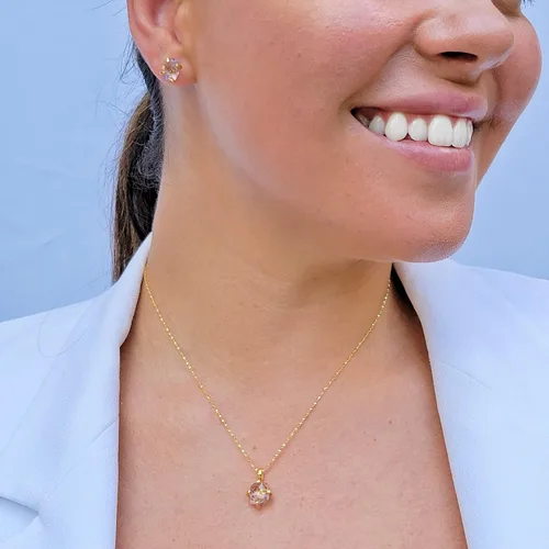 Vista 45 de Aretes de piedra preciosa natural en bruto con oro amarillo sobre plata de ley 925, 6 a 0.276 in, regalo de piedra de nacimiento de calidad genuina