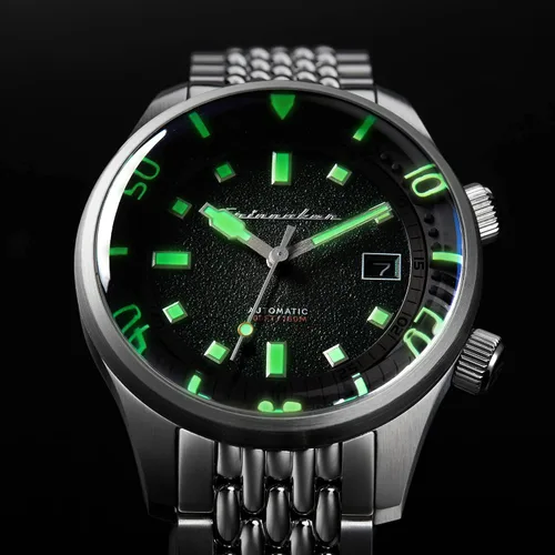 Vista 3 de Spinnaker Mens 42mm Bradner Automatic 3 Hands Watch with Genuine Leather or Stainless Steel Strap SP-5062