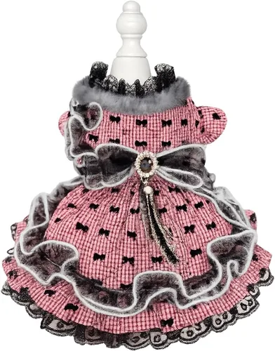 Vista 42 de Moda Vestido de Princesa de Encaje para Perro Cachorro Dulce para Perro EXTRAL Pequeño y Pequeño A-Negro XX-Pequeño