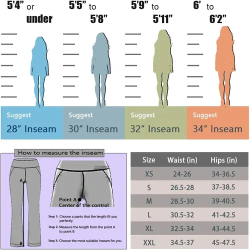 Vista 6 de Pantalones largos de mujer, con corte de bota y cintura alta, acampanados y con bolsillos, entrepierna de 28, 30, 32 o 34pulgadas, para yoga
