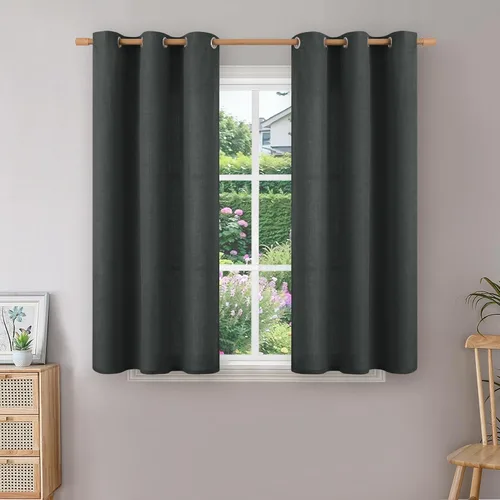 Vista 85 de BGment Cortinas de Lino Beige de 63 Pulgadas de Largo 2 Paneles - Tratamientos para Ventanas con Textura de Arpillera Filtrantes de Luz Cortinas