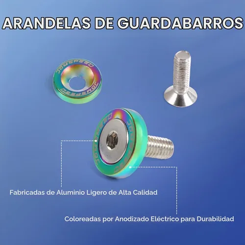 Vista 2 de JDMSPEED Kit de 20 Piezas de Arandelas de Guardabarros de Aluminio Billete CNC Cromado Neo para Vestir el Compartimento del Motor