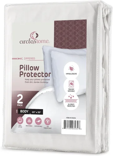 Vista 78 de CirclesHome Juego de 4 protectores de almohada estándar con cremallera, fundas de almohada transpirables 100% algodón, protegen las almohadas