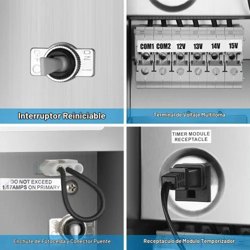 Vista 2 de DEWENWILS Transformador de paisaje de bajo voltaje multigrifo de 200 W, 120 V CA a 12 V/13 V/14 V/15 V CA, transformador de bajo voltaje para luces