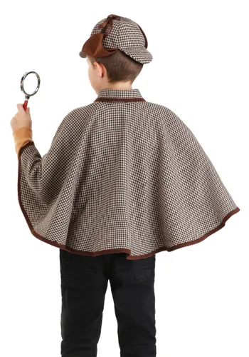 Vista 2 de Kit de Accesorios de Sombrero y Poncho Sherlock Holmes para Niños Multicolor
