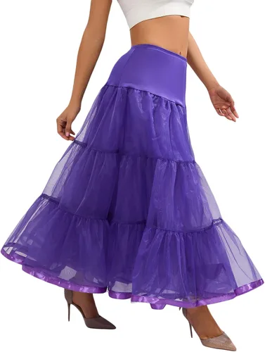 Vista 4 de Enaguas hasta el tobillo para mujer, falda de tul con tutú hinchado para boda, media abertura, falda de tul para vestido formal