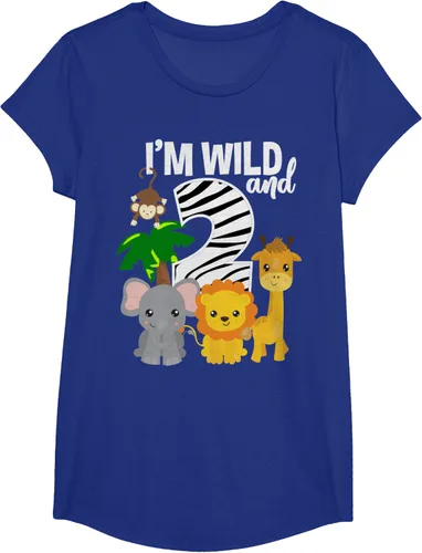 Vista 26 de Camiseta de cumpleaños con temática de zoológico de I'm Wild and 2, Negro, S