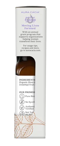 Vista 4 de Aura Cacia Aceite orgánico para el cuidado de la piel de rosa mosqueta, probado por GC/MS para pureza, 1.0 fl oz (1 onza líquida) en caja
