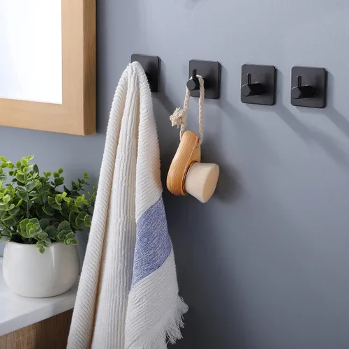 Vista 2 de YIGII Ganchos adhesivos/Gancho para toalla - Ganchos de pared que se adhieren, resistentes para colgar toallas/abrigo/sombrero/bolso en baño