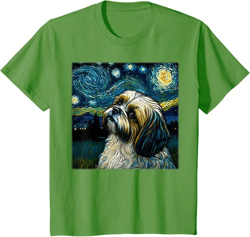 Vista 80 de Camiseta Surrealism Starry Night Shih Tzu Dog