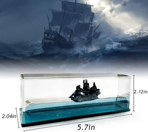 Vista 3 de Honsheng Juguete simulador de pirata de perla negra insundable, bote ondulado en una caja, adorno de decoración de barco fluido de crucero de onda