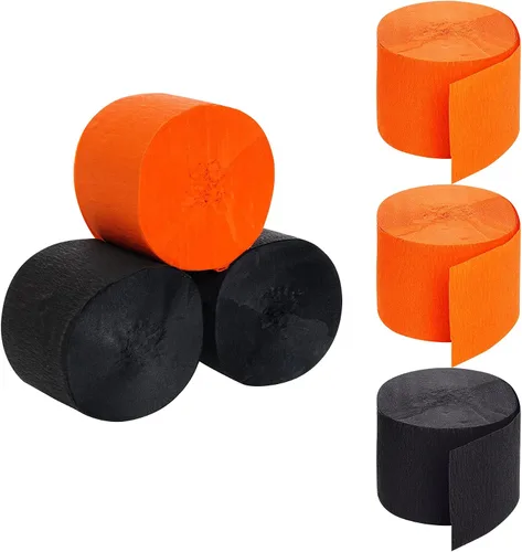 Vista 6 de Papel crepé negro de Halloween Streamers de 492 pies