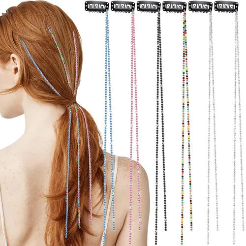 Vista 13 de Chunyin 6 Piezas Cadenas de Cabello con Diamantes de Imitación para Mujer Encanto de Perla Accesorios de Joyería para el Cabello con Diamantes