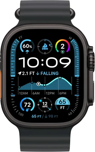 Vista 2 de Apple Watch Ultra 2 [GPS + Cellular 49 mm] Smartwatch, reloj deportivo con caja de titanio negro con correa negra Ocean. Rastreador de fitness