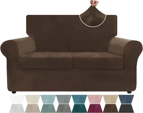Vista 22 de ZNSAYOTX Fundas elásticas para silla de terciopelo de lujo con brazo, 2 piezas, para sala de estar, funda gruesa y suave, antideslizante, protector