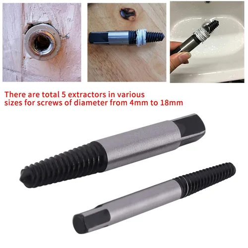 Vista 8 de Juego de 5 extractores de tornillos rotos, extractor de pernos, juego de extractor de tornillos, broca dañada y tornillos de sujeción, herramienta