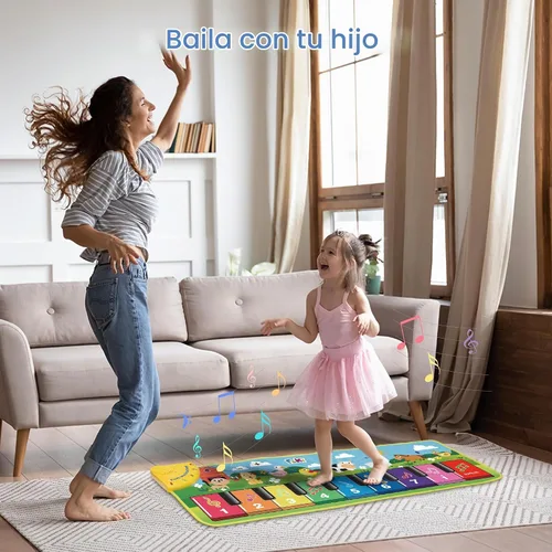 Vista 8 de FOKI - Alfombrilla para piano de piso, juguetes para bebés y niños pequeños Azul claro