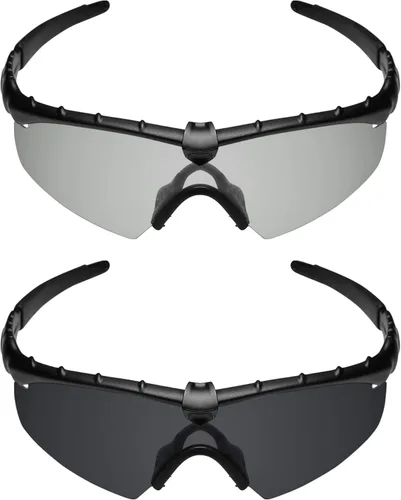 Vista 2 de Galvanic Lentes de repuesto para gafas de sol Oakley Si M Frame 2.0, cromadas y negras polarizadas, paquete combinado