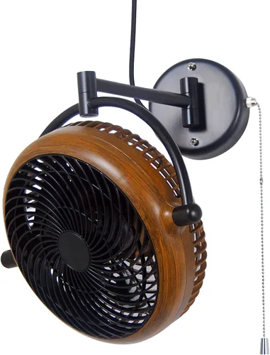 Vista 2 de VIVI- Ventilador giratorio de montaje en pared de 8 pulgadas con brazo plegable (nogal)