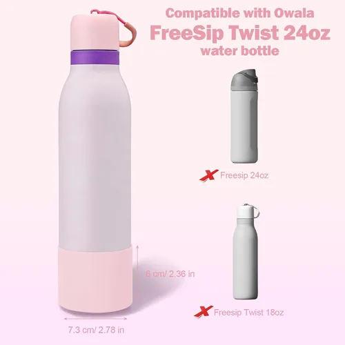 Vista 2 de 2 botas de silicona superiores para Owala FreeSip Twist de 24 onzas, funda inferior resistente a los arañazos, accesorios de botella de Owala Campo