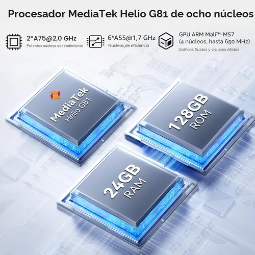 Vista 3 de Blackview Fort 2 - Teléfono resistente Android 16, 0.421 in ultra delgado y resistente, teléfono inteligente desbloqueado, 24 GB + 256 GB/2 TB 6.56