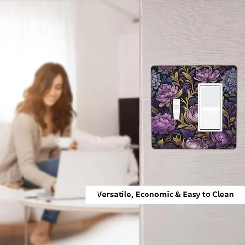 Vista 272 de Decorative Outlet Covers Blue Background White Cat Daisy Floral 2-Gang 1-Gang Wall Plate Single Toggle/Rocker Farmhouse Style Light Switch Covers
