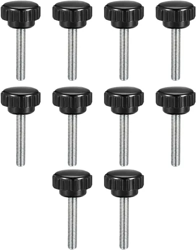 Vista 12 de uxcell Perillas de sujeción moleteadas con rosca métrica macho M4 x 1.969 in, tornillo de agarre para pulgar, perno de mango de sujeción manual
