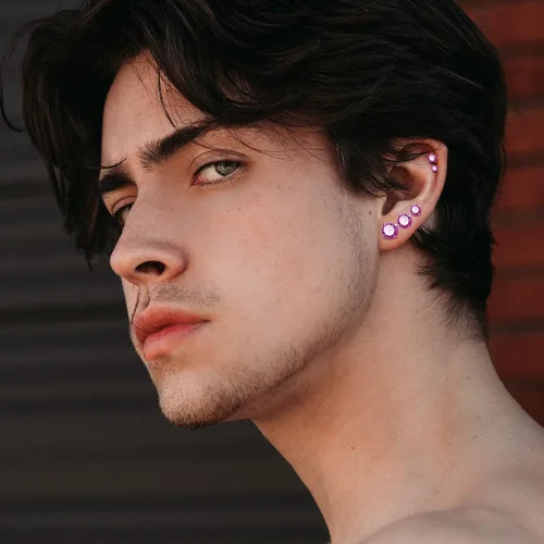 Vista 7 de Jstyle Juego de aretes tipo dormilona de acero de titanio de 0.71 oz, joyería para mujeres y hombres, orejas sensibles, circonita cúbica, trago