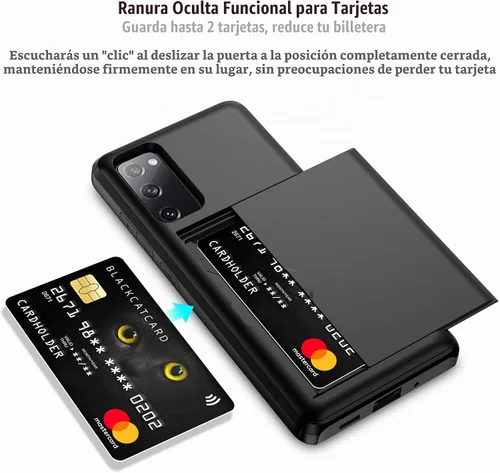 Vista 2 de Nvollnoe Funda para Samsung S20 FE con tarjetero de doble capa de protección resistente para Galaxy S20 FE, ranura para tarjeta oculta Funda delgada