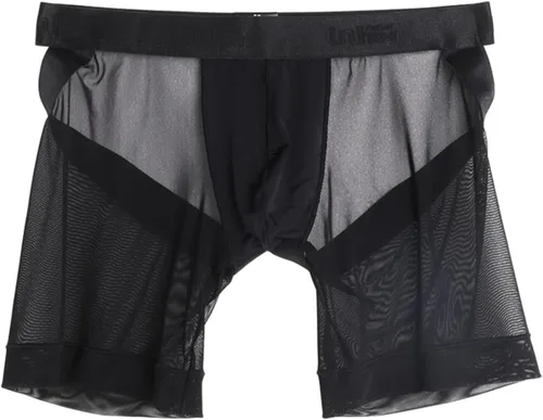 Vista 7 de Evankin Calzoncillos tipo bóxer sexy para hombre, ropa interior de seda de hielo, ropa interior de malla, transparente, lencería sin culo