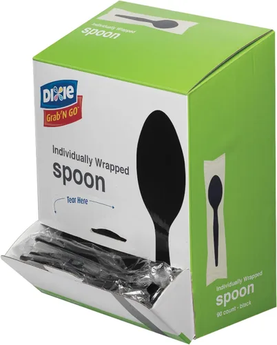 Vista 2 de Dixie Grab'n Go Cubiertos envueltos, cucharaditas, negro, 90 por caja, mediano