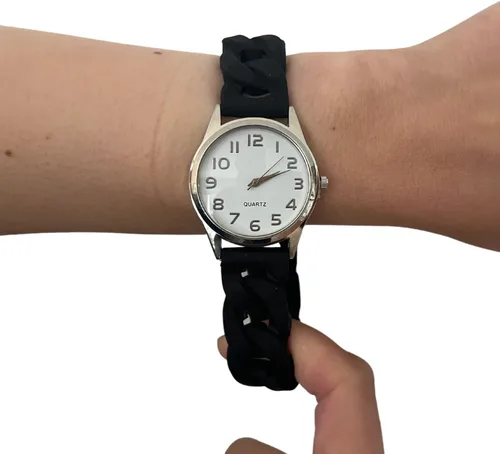 Vista 2 de Reloj de pulsera de silicona extensible con banda extensible analógica, correa de reloj de pulsera elástica, unisex, relojes para hombre y mujer