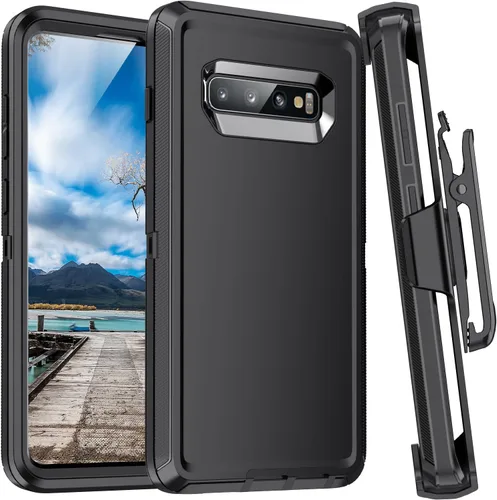 Vista 10 de Funda para Galaxy S10, [sin protector de pantalla] resistente a prueba de golpes, polvo y caídas, 3 capas de protección completa del cuerpo, funda