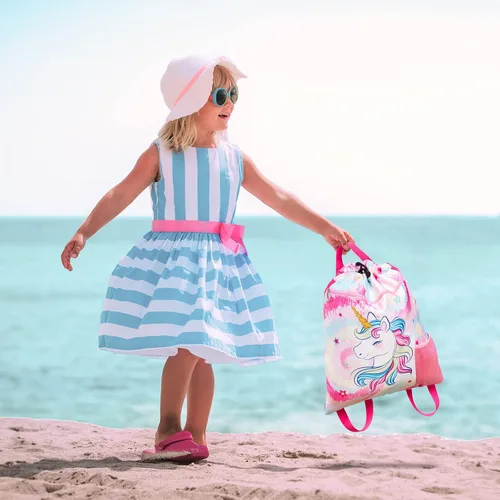 Vista 5 de WAWSAM Mermaid Gym - Mochila con cordón, Unicornio Rosa, Mochila con cordón para gimnasio